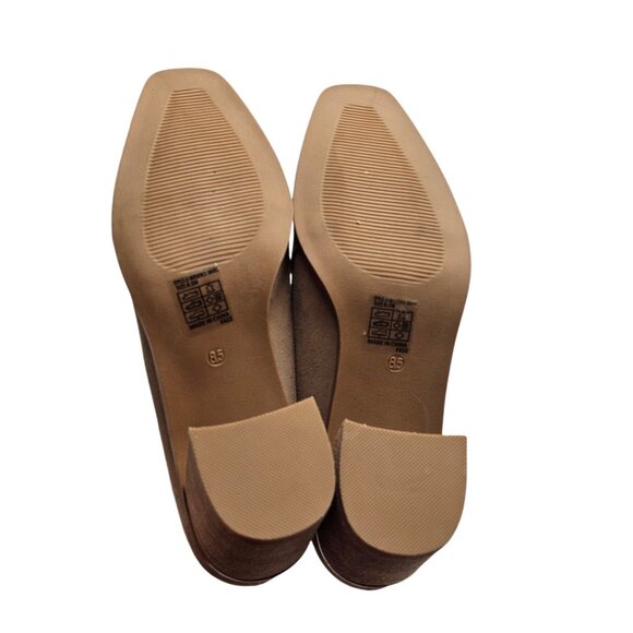 New Women's - Joie Wevenly Tan Suede Square Toe Block Heels, Size 8 1/2 - Picture 5 of 11